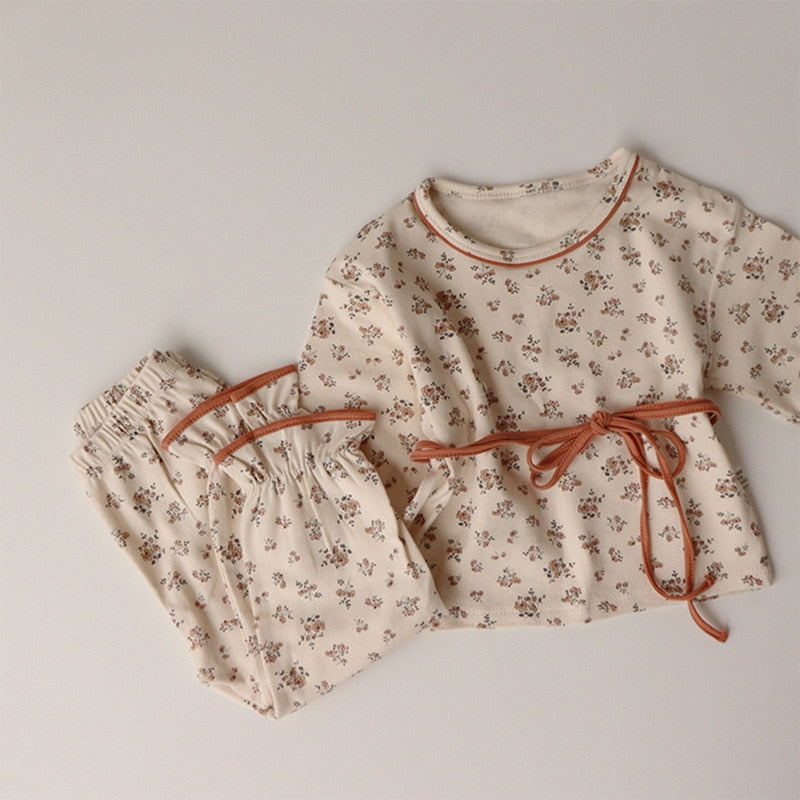 BELTED COTTON FLORAL PJ SET