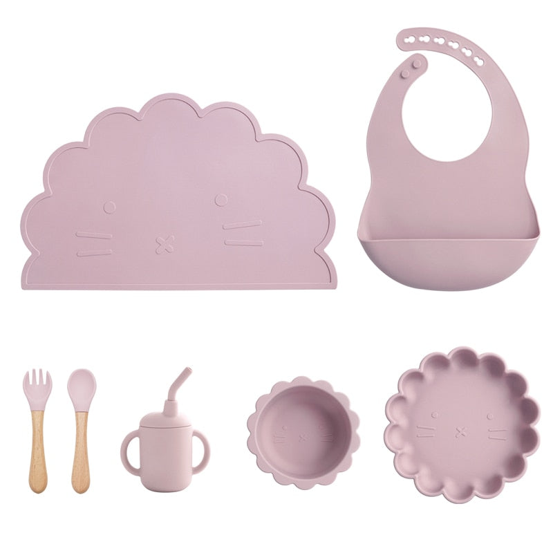 MessyMaster™ 7-Piece Baby Silicone Dinnerware Set