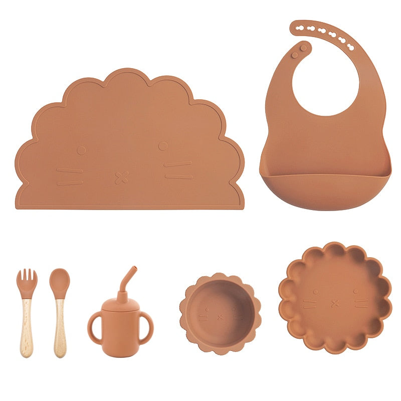 MessyMaster™ 7-Piece Baby Silicone Dinnerware Set