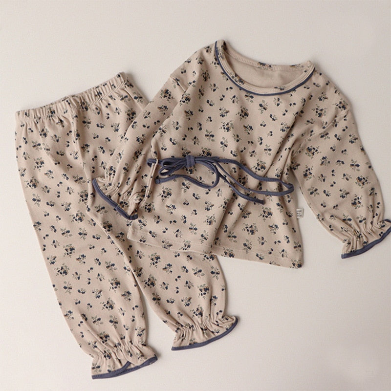 BELTED COTTON FLORAL PJ SET