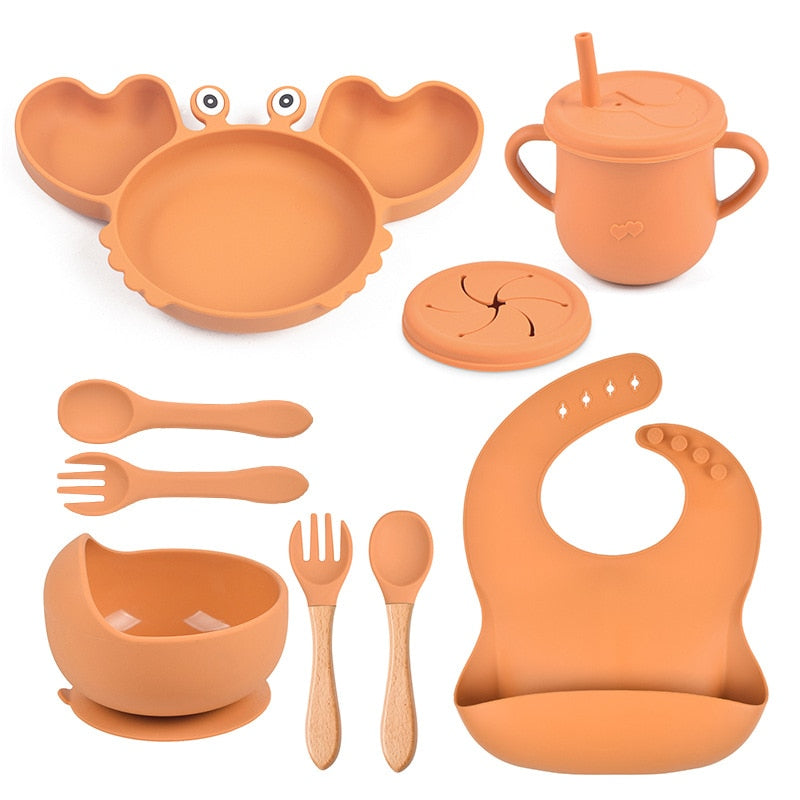 ColorfulCrab™ 8-Piece Baby Silicone Tableware Set