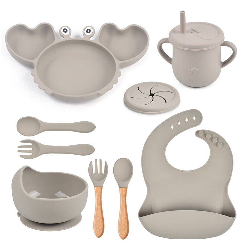 ColorfulCrab™ 8-Piece Baby Silicone Tableware Set