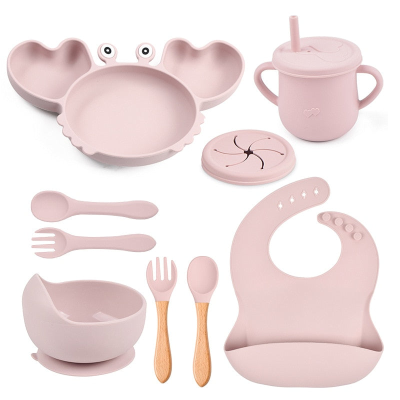 ColorfulCrab™ 8-Piece Baby Silicone Tableware Set