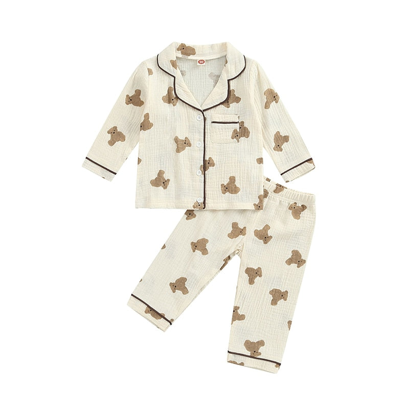 LINEN BEAR PJ SET