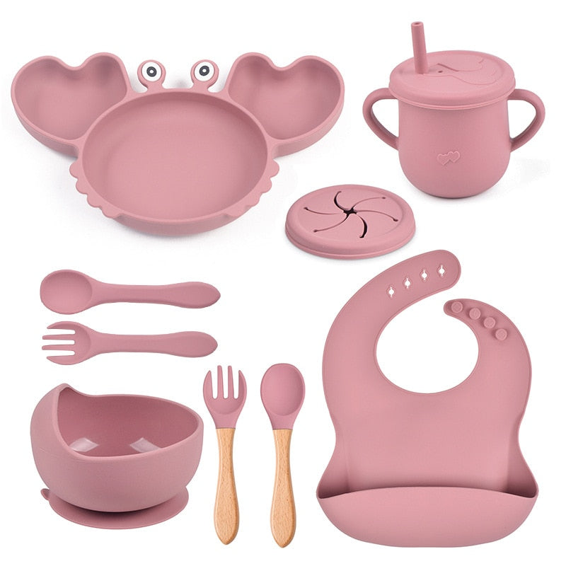 ColorfulCrab™ 8-Piece Baby Silicone Tableware Set