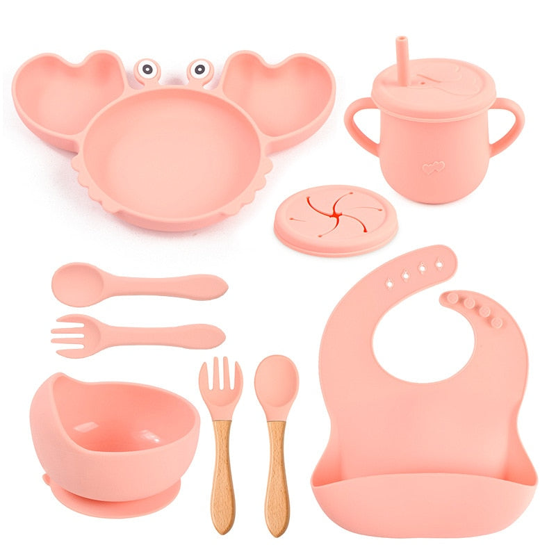 ColorfulCrab™ 8-Piece Baby Silicone Tableware Set