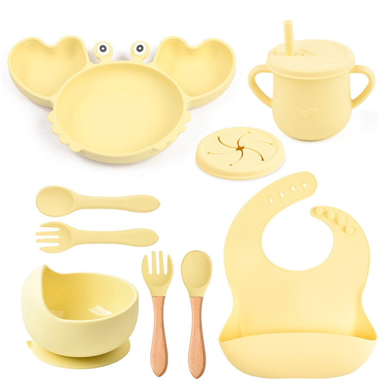 ColorfulCrab™ 8-Piece Baby Silicone Tableware Set