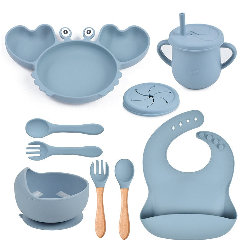 ColorfulCrab™ 8-Piece Baby Silicone Tableware Set