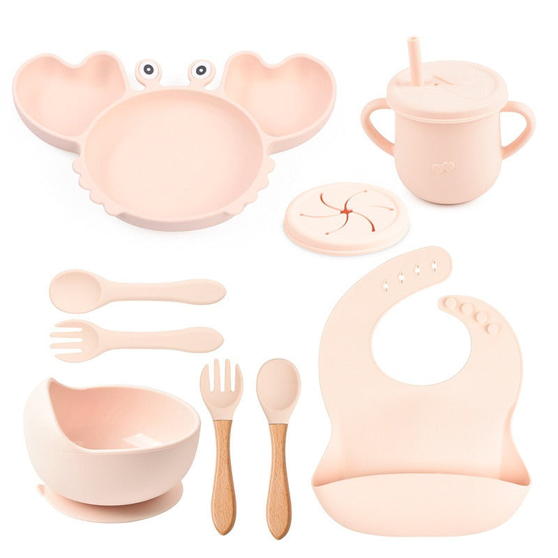 ColorfulCrab™ 8-Piece Baby Silicone Tableware Set