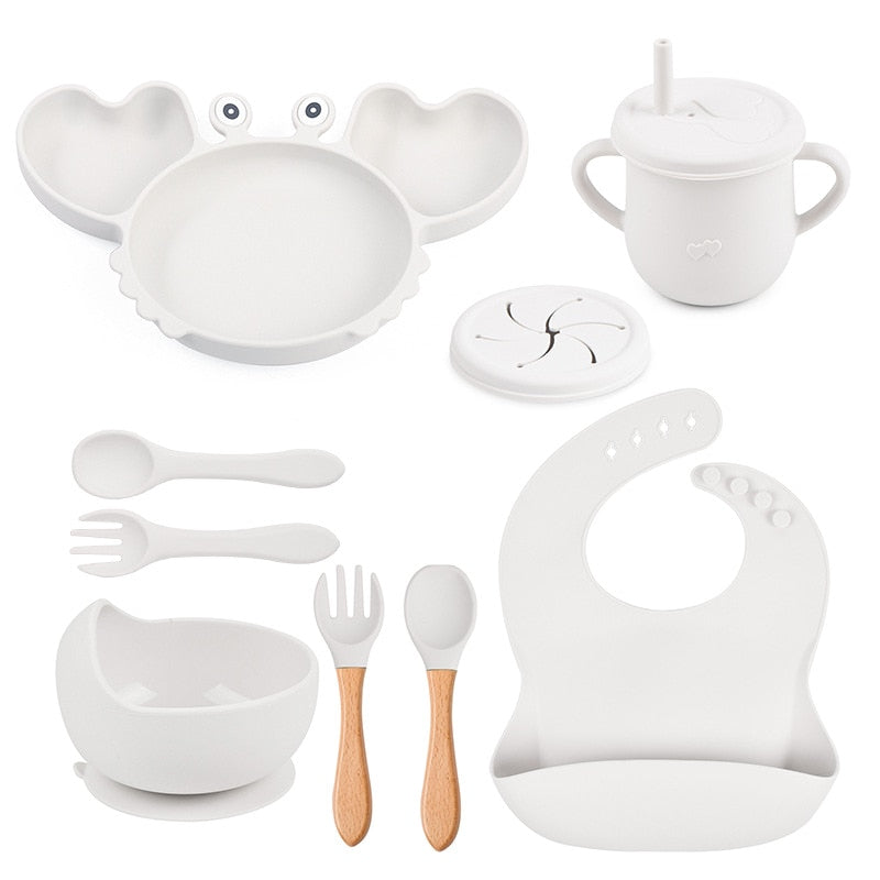 ColorfulCrab™ 8-Piece Baby Silicone Tableware Set
