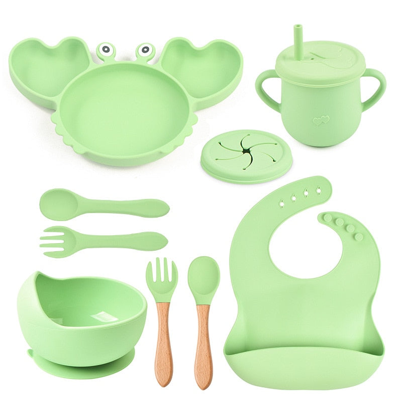 ColorfulCrab™ 8-Piece Baby Silicone Tableware Set