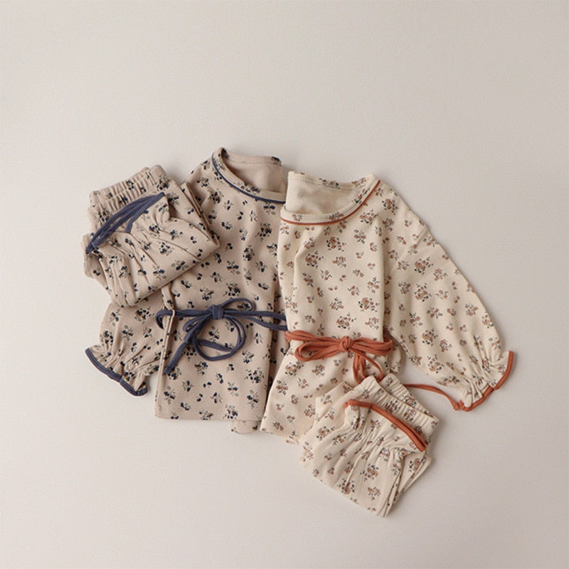 BELTED COTTON FLORAL PJ SET